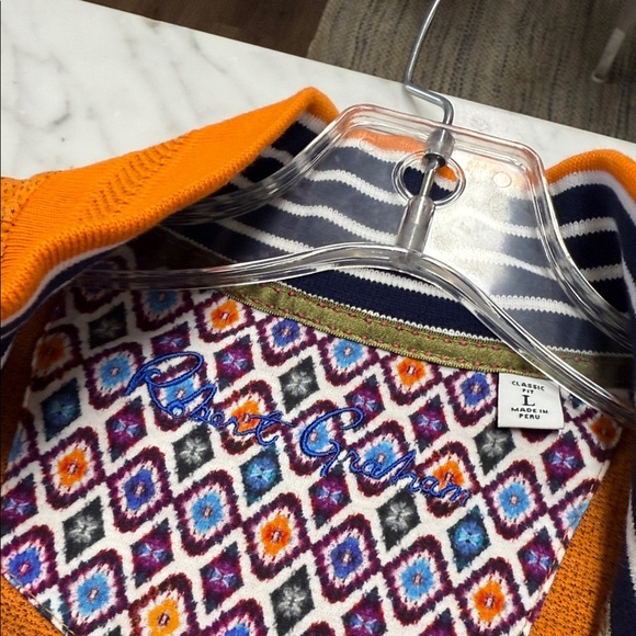 Robert Graham Men's Orange Knit Quarter Zip Long Sleeve Pullover Size Large - Picture 2 of 10